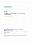 Heidegger, the Polity, and National Socialism (review article Cover Page