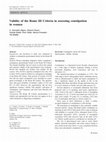 Research paper thumbnail of Validity of the Rome III Criteria in assessing constipation in women