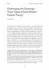 Challenging the Sovereign: Three Types of Early Modern Federal Theory Cover Page