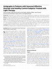 Actigraphy in Patients with Seasonal Affective Disorder and Healthy Control Subjects Treated with Light Therapy Cover Page