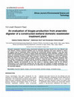 Research paper thumbnail of African Journal of Environmental Science and Technology An evaluation of biogas production from anaerobic digester of a constructed wetland domestic wastewater treatment plant