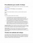 Documento sobre medicion sobre el trabajo Cover Page