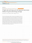 Research paper thumbnail of A high-rate and long cycle life aqueous electrolyte battery for grid-scale energy storage