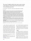 Research paper thumbnail of The value of middle cerebral artery peak systolic velocity in the diagnosis of fetal anemia after intrauterine death of one monochorionic twin