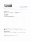 Children's Sensitivity to Pitch Variation in Language Cover Page