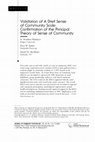 Validation of A brief sense of community scale: Confirmation of the principal theory of sense of community Cover Page