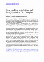 Research paper thumbnail of Case marking in infinitive (ad-form) clauses in Old Georgian