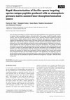 Rapid characterization ofBacillus spores targeting species-unique peptides produced with an atmospheric pressure matrix-assisted laser desorption/ionization source Cover Page