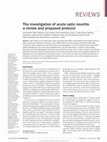 Research paper thumbnail of The investigation of acute optic neuritis: a review and proposed protocol