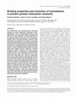 Research paper thumbnail of Binding properties and evolution of homodimers in protein-protein interaction networks