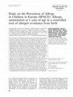 Study on the Prevention of Allergy in Children in Europe (SPACE): allergic sensitization at 1 year of age in a controlled trial of allergen avoidance from birth Cover Page