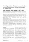 Research paper thumbnail of Neurologic effects of exogenous saccharides: A review of controlled human, animal, and in vitro studies