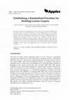 Research paper thumbnail of Establishing a standardised procedure for building learner corpora