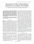 Research paper thumbnail of Measurements of Silicon Photomultipliers Responsivity in Continuous Wave Regime