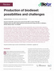 Production of biodiesel: possibilities and challenges Cover Page