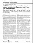 Research paper thumbnail of CAEP 2014 Academic Symposium: "How to make research succeed in your emergency department: How to develop and train career researchers in emergency medicine