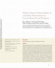 Wheat Gluten Functionality as a Quality Determinant in Cereal-Based Food Products Cover Page