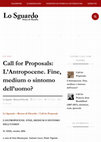 Research paper thumbnail of Call for Proposals: L'Antropocene. Fine, medium o sintomo dell'uomo?