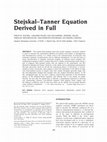 Stejskal-tanner equation derived in full Cover Page