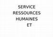 SERVICE RESSOURCES HUMAINES ET Cover Page