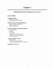 Multinational Financial Management: An Overview Lecture Outline Managing the MNC Facing Agency Problems Management Structure of an MNC Why Firms Pursue International Business How Firms Engage in International Business Valuation Model for an MNC Organization of the Text Cover Page