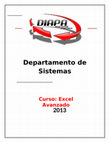 Curso: Excel Avanzado 2013 Departamento de Sistemas Cover Page