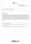 Research paper thumbnail of Chine moderne et sinologie