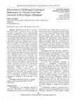 Research paper thumbnail of Effectiveness of Multilingual Teaching of Mathematics in a Tertiary Level State University in Bicol Region, Philippines