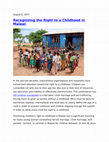 Research paper thumbnail of Recognizing the Right to a Childhood in Malawi