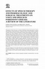 Effects of speech therapy and pharmacologic and surgical treatments on voice and speech in parkinson's disease Cover Page