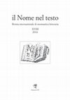 il Nome nel testo Rivista internazionale di onomastica letteraria XVIII 2016 Cover Page