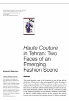 Haute Couture in Tehran: Two Faces of an Emerging Fashion Scene Cover Page