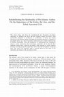 Research paper thumbnail of Rehabilitating the Spirituality of Pre-Islamic Arabia: On the Importance of the Kahin, the Jinn, and the Tribal Ancestral Cult