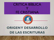 CRITICA BÍBLICA Y FE CRISTIANA Cover Page