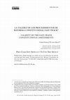 LA VALIDEZ DE LOS PROCEDIMIENTOS DE REFORMA CONSTITUCIONAL FAST TRACK* VALIDITY OF THE FAST TRACK CONSTITUTIONAL AMENDMENTS Cover Page