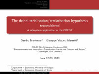 Research paper thumbnail of The deindustrialisation/tertiarisation hypothesis reconsidered. A subsystem application to the OECD7