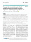 Research paper thumbnail of Prenatal caloric restriction alters lipid metabolism but not hepatic Fasn gene expression and methylation profiles in rats