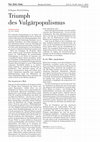 Research paper thumbnail of Yenen, Alp. "Triumph des Vulgärpopulismus." Neue Zürcher Zeitung, 22. Juli 2016