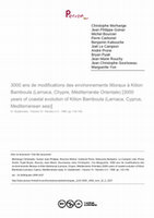 Research paper thumbnail of 3000 ans de modifications des environnements littoraux à Kition Bamboula (Larnaca, Chypre, Méditerranée Orientale)[3000 years of coastal evolution of …