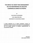 THE IMPACT OF CREDIT RISK MANAGEMENT ON THE PERFORMANCE OF SELECTED COMMERCIAL BANKS IN ETHIOPIA Cover Page