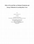 Effect of Fat and Fiber on Methane Production and Energy Utilization in Lactating Dairy Cows Cover Page