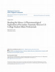 Breaking the Silence:  A Phenomenological Exploration of Secondary Traumatic Stress in U.S. Student Affairs Professionals Cover Page