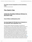 “Authority (Familial, Written, Political) in the Clerk’s Tale.” In The Open Access Companion to the Canterbury Tales. Eds. Candace Barrington, Brantley Bryant, Richard H. Godden, Daniel T. Kline, and Myra Seaman. 2017. https://opencanterburytales.dsl.lsu.edu/clt1/ Cover Page