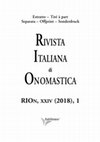 Identità popolazionistica e cognomi delle colonie molisane di origine croata, Rivista Italiana di Onomastica, RIOn 2018 Cover Page