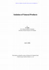 Isolation of Natural Products Cover Page