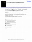 In the Face a Right Is There Arendt Levinas and the Phenomenology of the Rights of Man Cover Page