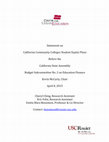 Research paper thumbnail of Statement on California Community Colleges Student Equity Plans Before the California State Assembly Budget Subcommittee No. 2 on Education Finance