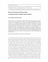 Shifman, L. & Lemish, D. (2010). Between Feminism and Fun(ny)mism: Analyzing Gender in Popular Internet Humor. Information, Communication and Society. (iFirst) To link to this Article: DOI: 10.1080/13691180903490560 URL: http://dx.doi.org/10.1080/13691180903490560 Shifman, L. & Lemish, D. (2008). Between feminism and fun(ny)mism: Analyzing gender in popular Internet humor. Paper presented at the annual conference of the International Communication Association (ICA), Montreal, Canada (May). Cover Page