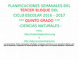 PLANIFICACIONES SEMANALES DEL TERCER BLOQUE DEL CICLO ESCOLAR 2016 – 2017 Cover Page