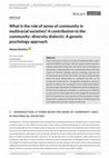 What is the role of sense of community in multiracial societies? A contribution to the community–diversity dialectic: A genetic psychology approach Cover Page